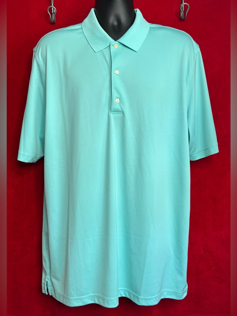 Greg Norman Play Dry Mint Green Performance Golf Polo Shirt Shark Logo XL